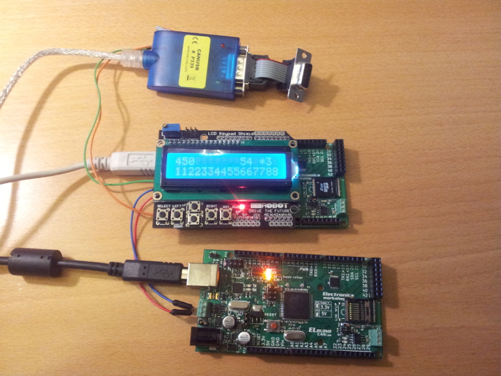 Elduino CAN128 CAN sniffer test setup