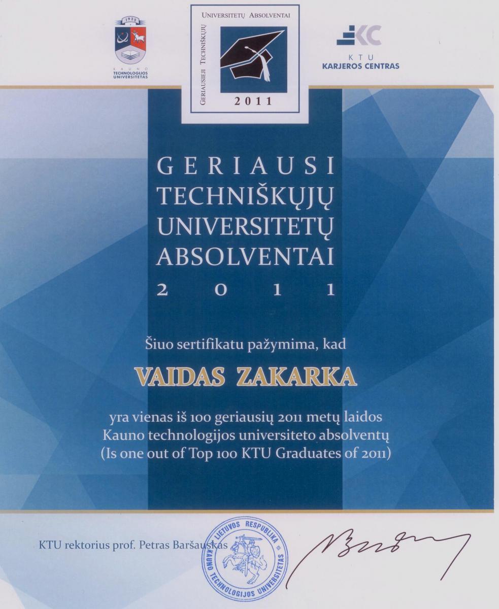 One out of Top100 Kaunas University of Technology Graduates