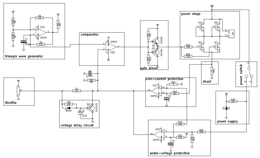 Circuit schematic of DC motor controller